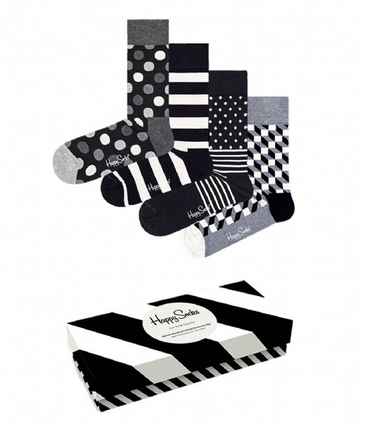 Happy Socks  4-Pack Black & White Gift Box black & white (9100)