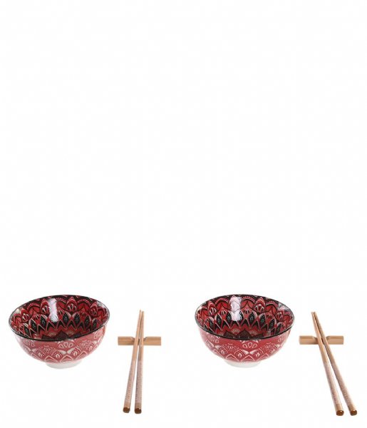 ITEM International  Sushi Set 6 Bamboo Stoneware Pink