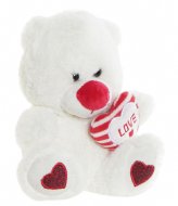 ITEM International Cuddly Toy Polyester Heart Bear White
