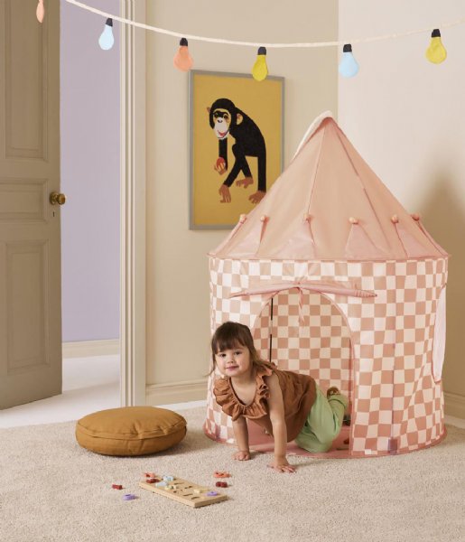 Kids Concept  Play Tent Check Apricot Star Apricot Pink
