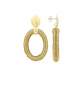 LOTT Gioielli Classic Earring Silk Oval with Bead Threated S Gold