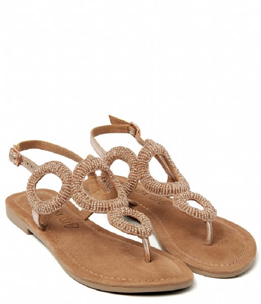 Lazamani  Toe Sandals Rounds With Beads Peach