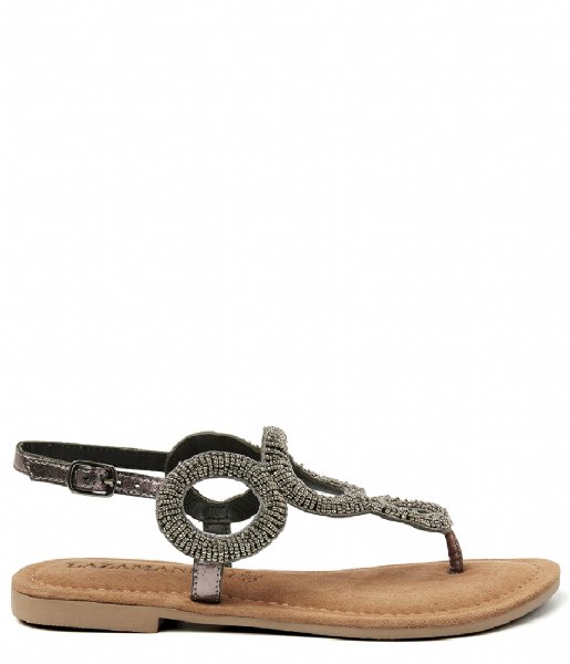 Lazamani  Toe Sandals Rounds With Beads Pewter