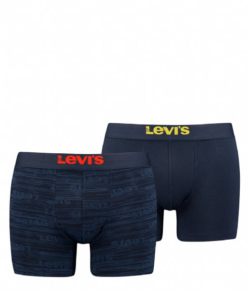 Levi's  Men Distorted Logo Aop Boxer Brief 2P 2-Pack Dress Blues (001)