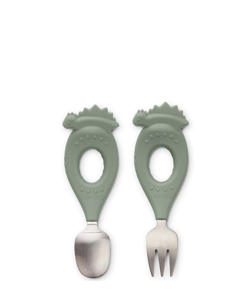 Liewood Stanley Baby Cutlery Set Dino Faune Green