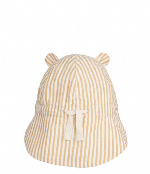 Liewood  Gorm Reversible Seersucker Sun Hat With Ears Y/D stripes Yellow mellow / Creme de la creme (127