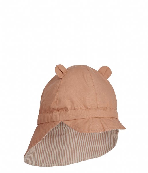 Liewood  Gorm Reversible Seersucker Sun Hat With Ears Y/D Stripe Tuscany rose / Sandy (2086)