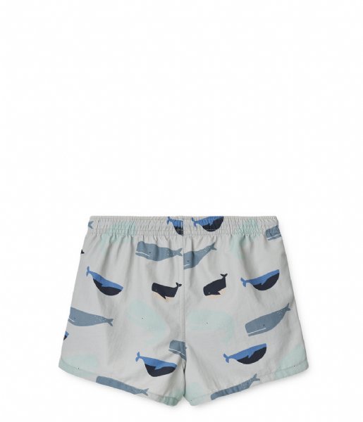 Liewood  Aiden Printed Board Shorts Whales / Cloud blue (1834)