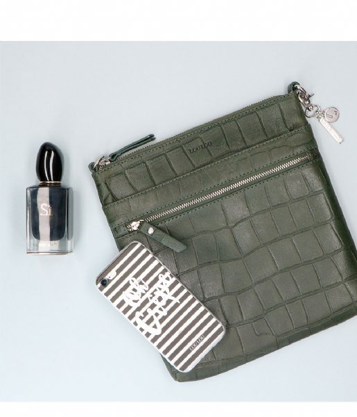 LouLou Essentiels  Pouch Vintage Croco Forrest Green