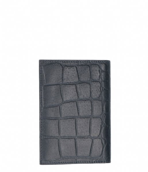 LouLou Essentiels  Passport Holder Vintage Croco dark blue (050)