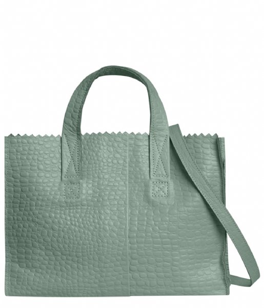 MYOMY  Paper Bag Handbag Cross Body Croco Ocean Green (20)