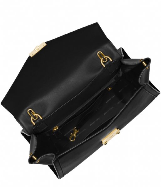 michael kors black handbag with gold hardware