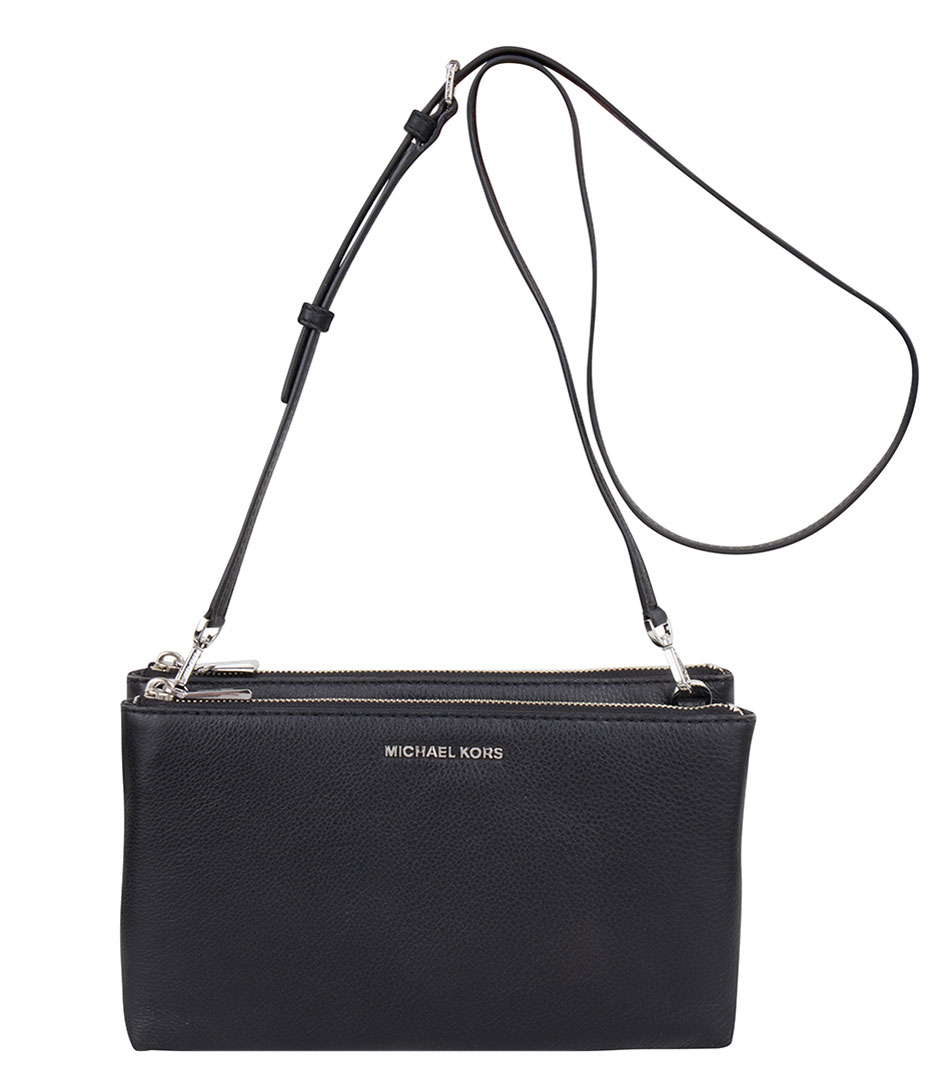 black crossbody with silver hardware