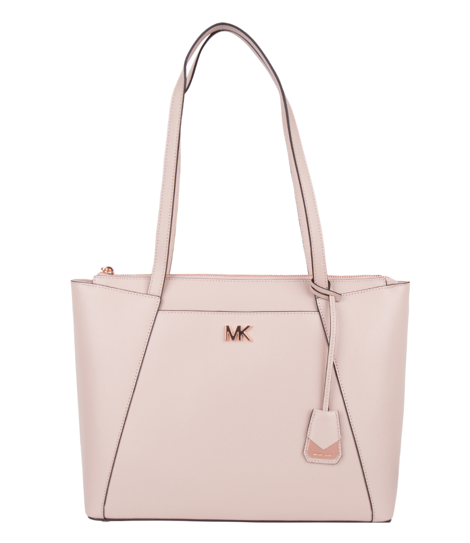 Maddie Medium Top Zip Tote soft pink & rose gold hardware Michael Kors | The Little Green Bag