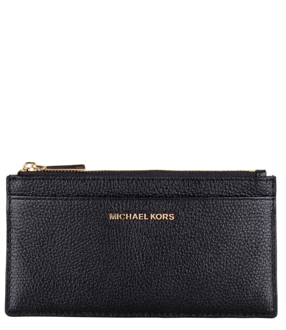 Michael Kors Tegnebog med Jet Set Large Slim Case black & gold hardware | Little Green Bag