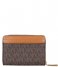 Michael Kors  Mott Zip Around Card Case brown acorn & gold hardware