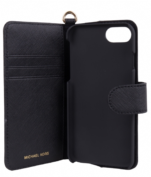 Michael Kors  Electronic Leather Folio Phone Case iPhone 7 black & gold hardware