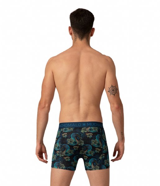Muchachomalo  Men 2-pack Boxer Shorts print/solid Print/Blue