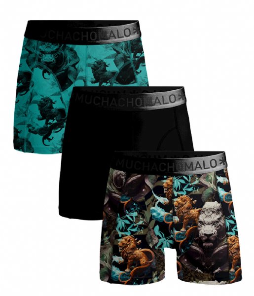 Muchachomalo  Men 3-Pack Boxer Shorts Print/Print/Solid Print/Print/Black