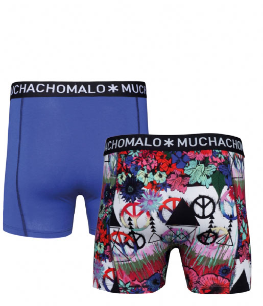 Muchachomalo  2 Pack Men Short Print Solid print & blue