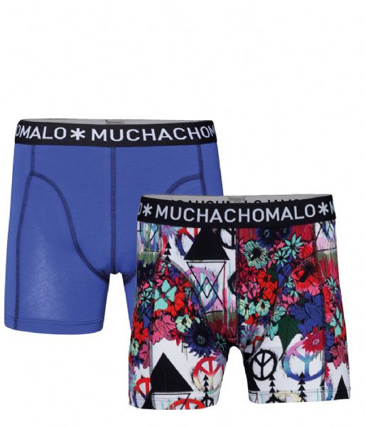 Muchachomalo  2 Pack Men Short Print Solid print & blue