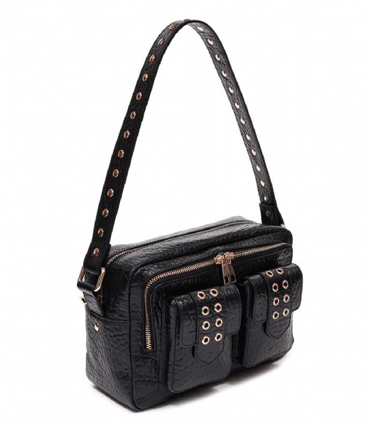 Nunoo  Ellie Eyelet New Zealand Black with gold colored