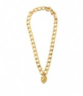Orelia Chunky Heart Padlock Necklace Gold colored
