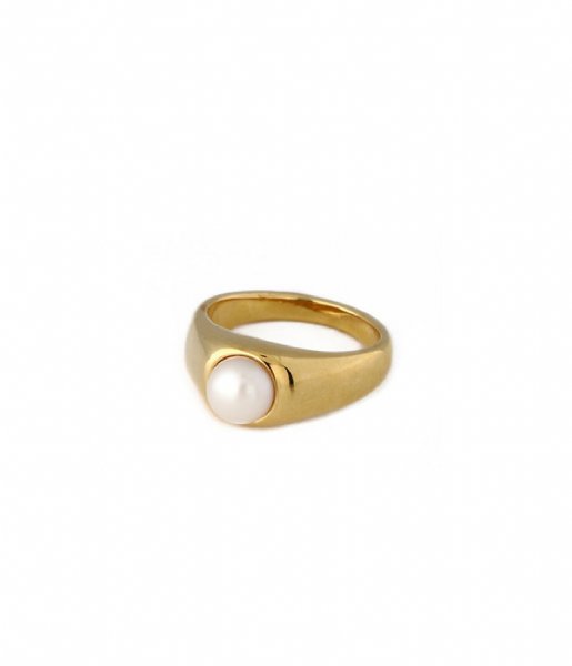 Orelia Ring Statement Pearl Ring Gold Colored