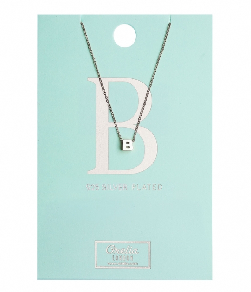 Orelia  Necklace Initial B silver plated (20132)