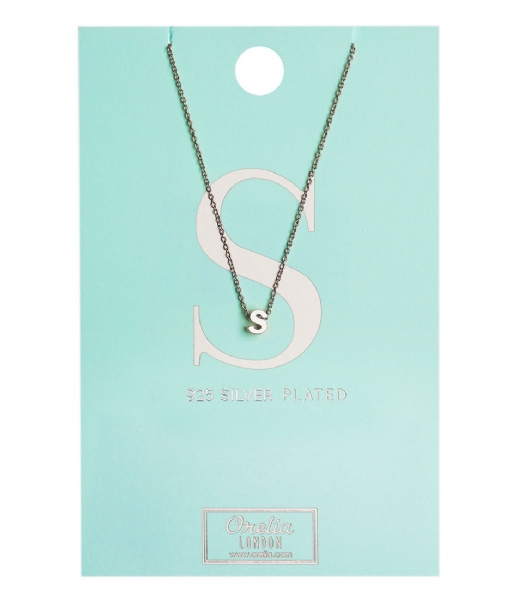 Orelia  Necklace Initial S silver plated (10379)