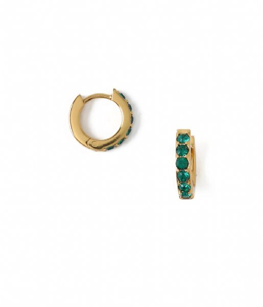 Orelia  Emerald Pave Huggie Hoops Gold Plated