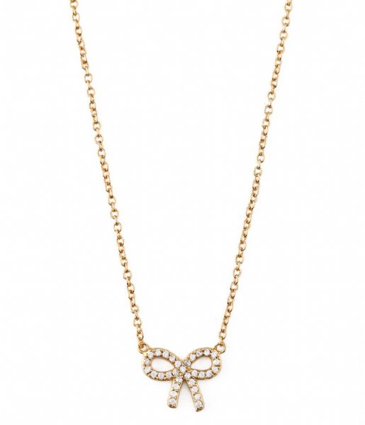 Orelia  Pave Bow Ditsy Necklace Gold colored