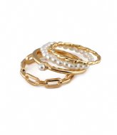 Orelia Pearl Ring Multi Pack Gold colored
