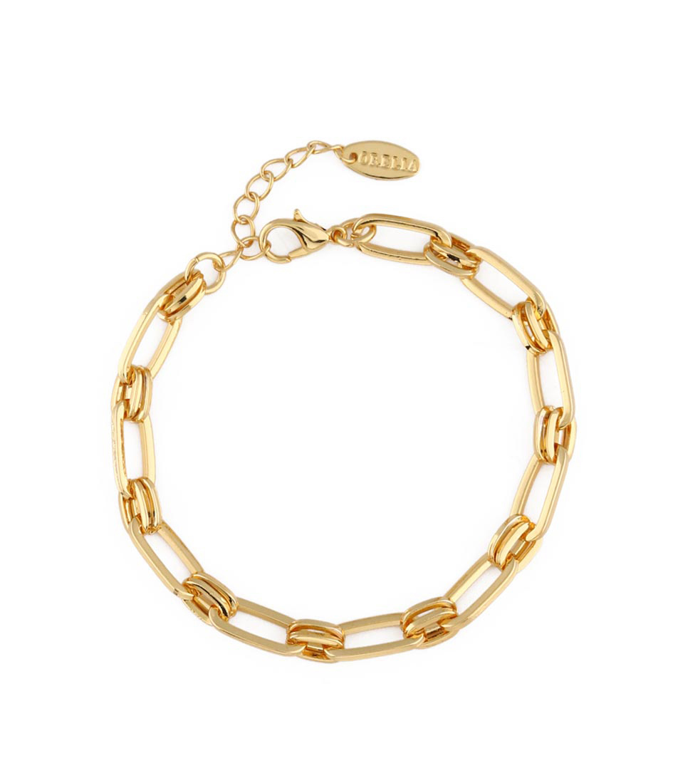 Orelia Crystal & Bar Link Chain Bracelet, Gold/Grey