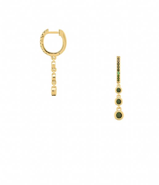 Orelia  Pave Triple Drop Huggie Hoop Emerald Gold colored
