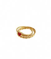 Orelia Enamel Heart Multi Ring Pack Gold colored