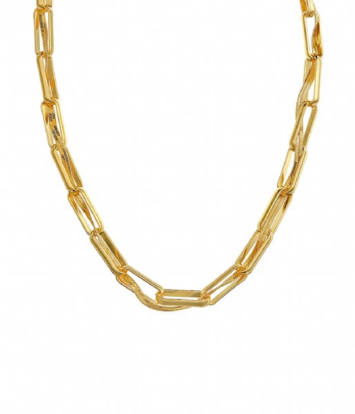 Orelia  Entwined Open Link And Snake Chain Necklace Gold colored