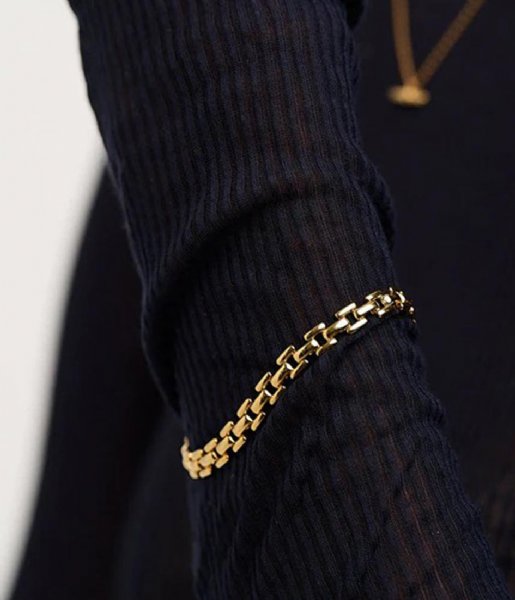 Orelia  Slim Vintage Link Chain Bracelet Gold colored