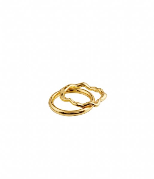 Orelia  Organic Wave Ring Pack Gold colored
