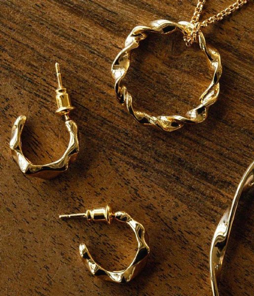 Orelia  Geo Ankled Hoops Gold Plated