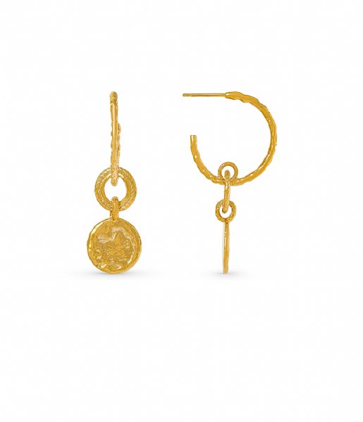 Orelia  Molten Coin Hoop Drop Earring Pale Gold