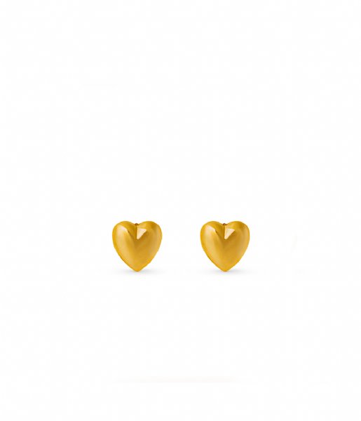 Orelia  Domed Heart Earrings Pale Gold