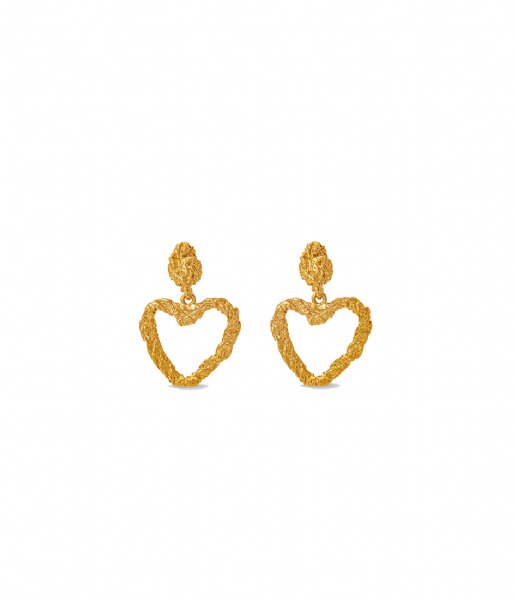 Orelia  Textured Open Heart Drop Earrings Pale Gold