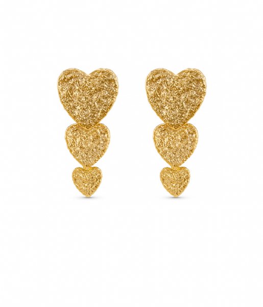 Orelia  Statement Textured Heart Drop Earrings Pale Gold