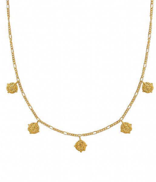 Orelia  Multi Coin Figaro Drop Necklace Pale Gold