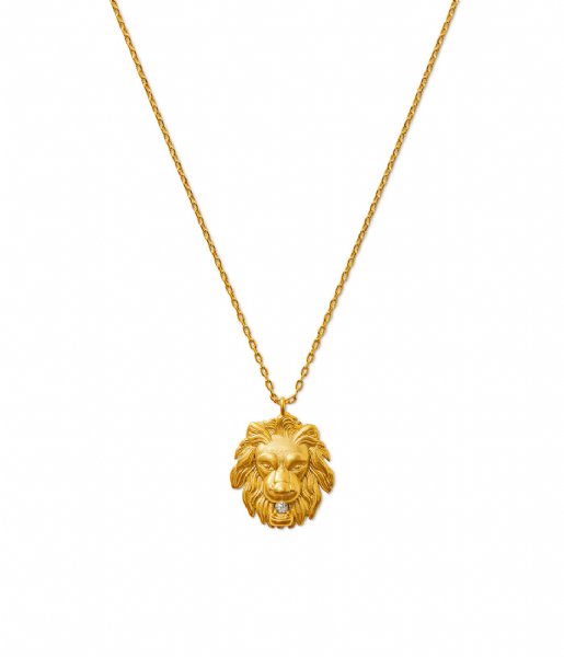 Orelia  Lion Head Charm Necklace Pale Gold
