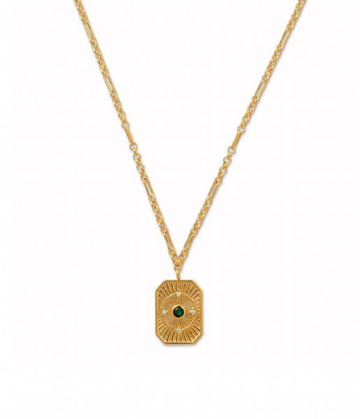 Orelia  Tarot Tag Vintage Chain Necklace 18 Inch Green
