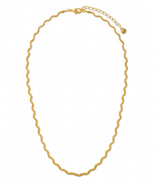 Orelia  Textured Wave Chain Necklace Pale Gold