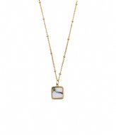 Orelia Square charm necklace white marble Gold colored