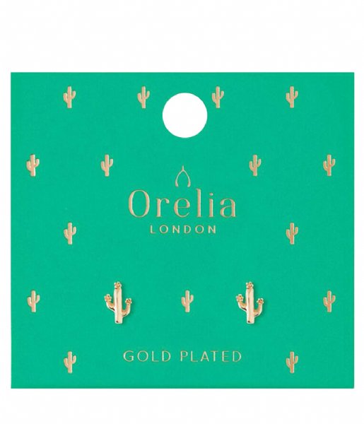 Orelia  Flower Cactus Stud Earrings pale gold (22848)